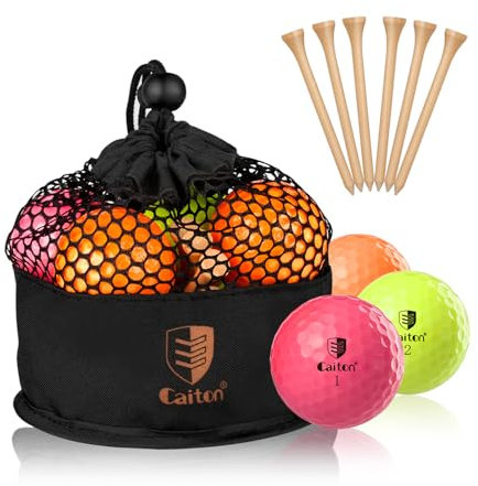 CAITON Bunte Golfbälle, Distanz-Golf-Übungsbälle 9 Stück für Frauen, Rosa, Gelb, Orange