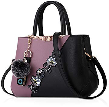 NICOLE & DORIS 2025 Mode Handtaschen für Frauen Umhängetasche Damen Tragetaschen Shopper Elegant Schultertasche PU Leder Tasche Lila b
