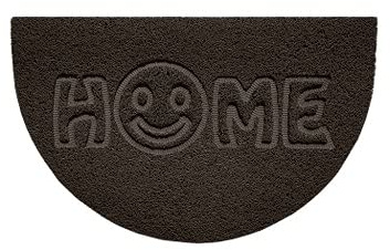 Nicoman Embossed Halfmoon Half Circle Door Mat Dirt-Trapper Jet-Washable Doormat 70x44cm (Brown, HOME SMILEY FACE Shape) - Use Indoor or Sheltered Outdoor