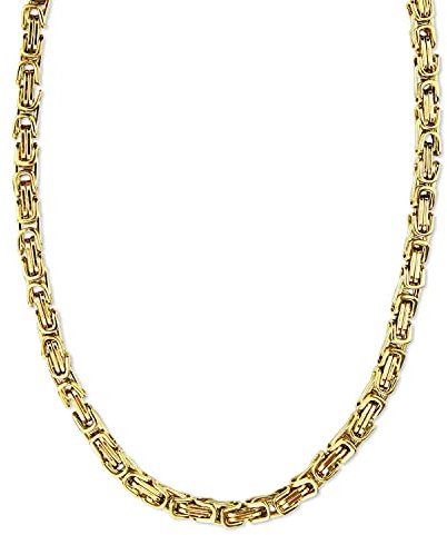 König Design 5 mm Königskette Armband Herrenkette Männer Kette Halskette Panzerkette, 30 cm Gold Edelstahl Ketten