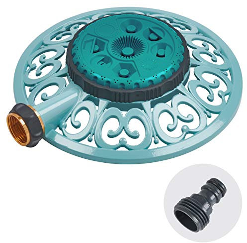 Melnor 65101-AMZ Irrigatore in metallo a 8 modalità e adattatore per prodotti QuickConnect, Amazon Bundle, verde uva spina