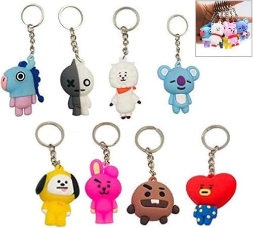 Jzhen 3D Schlüsselanhänger,Cartoon Schlüsselbund Nette,Schlüsselanhänger Kpop Schlüsselanhänger Nette Handtaschen Zubehör Deko für Rucksack/Tasche 8PCS