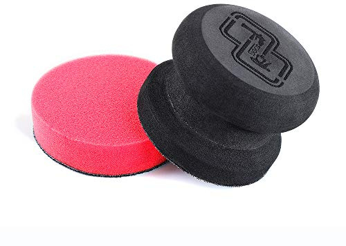 SGCB Car Hand Wax Applicator Pad Kit, 3” Dia Sponge Tire Dressing Applicator Pad with Grip, Tire Shine Compound Applicator Pad, Reusable Polish Foam Applicator for Rubber Tires Exterior Plastic Trim