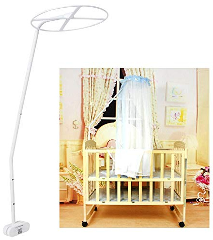 FILFEEL Universeller Verstellbarer Moskitonetz-Ständerhalter, Clip-On-Krippen-Baldachinhalter-Gestell Moskitonetz-Zubehör für Babykinder, Weiß, ca. 1,1 m