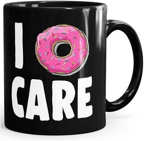 MoonWorks Kaffee-Tasse I Donut care I don`t care Spruch Teetasse Keramiktasse Schwarz unisize