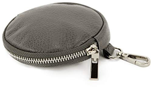 modamoda de P10 / P08 Damen Leder Rauleder Geldbörse Münzgeldbörse Taschenanhänger ø 11,5 cm handmade in Italy, Farbe:Graphitgrau