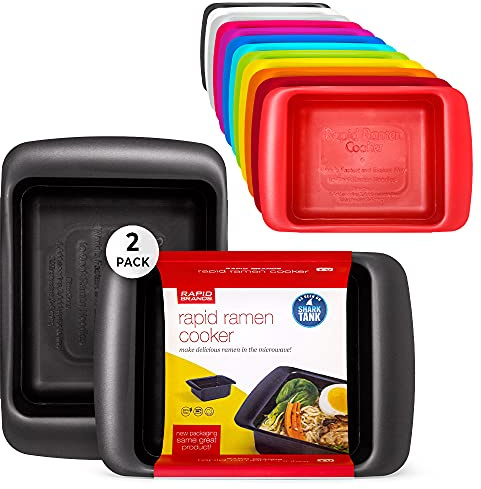 Rapid Ramen Cooker - Microwave Ramen in 3 Minutes - BPA Free and Dishwasher Safe | Perfect for Dorm, Small Kitchen, or Office (2-Pack,Black)