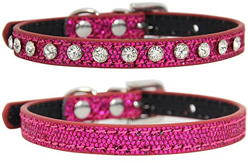 Yiwong Collier pour Chats, 2 PS Collier de Chat en Tissu pailleté avec Diamants, Collier Ajustable pour Chiots, Collier étincelant pour Chiens et Chats