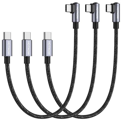 HOTNOW USB C auf USB C Kabel, rechtwinklig 50cm 3 Stück, 0,5M PD 60W Typ C Schnellladekabel Kompatibel mit Samsung Galaxy S21/S21+/S20+ Ultra Note 20, Pixel 4/3 XL, MacBook Air iPad Pro 2020