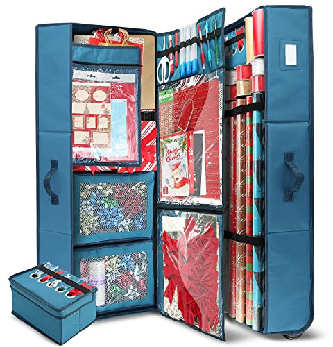 Hearth & Harbor Geschenkpapier-Aufbewahrungsbehälter – Weihnachts-Geschenkpapierrollen zur Aufbewahrung unter dem Bett, Aufbewahrungsbox für Urlaub und Zubehör – Geschenkpapier, Aufbewahrungsbox