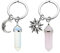Nifocc 2 pièces lune soleil pendentif porte-clés hexagonal pierre de cristal porte-clés amitié porte-clés pour couples ami Noël Valentin anniversaire