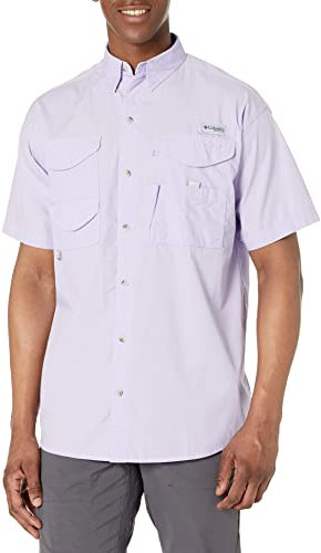 Columbia Men's PFG Bonehead Short Sleeve Shirt Hiking, Soft Violet, Large