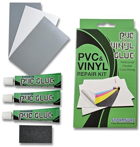 Stormsure Kit di riparazione per case gonfiabili e gonfiabili in PVC e vinile - Ideale per giocattoli gonfiabili, piscine e materassi ad aria: Riparazione rapida di forature e perdite