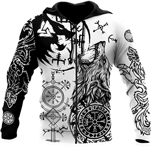 Viking Hoodie 3D Print Norse Mythology Valhalla Long Sleeve Spring Autumn Pullover for Men and Women Cosplay Costume