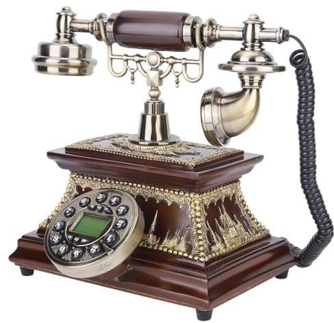 Retro-Desktop-Telefon, Vintage, klassisches schnurgebundenes Festnetz mit Display, antike Telefonfigur, Dekoration für Café, Bar, Heimbüro