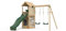 Plum Childrens Garden Lookout Tower Wooden Play Centre with 8ft Slide - Climbing Wall and Ladder - Binocular Accessory Included - Suitable for Children 3 Years Plus (Forest Green Tower and Swings)