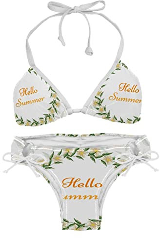 Hello Summer Floral Ring Bikini Sets für Damen Strand Badeanzug, mehrfarbig, M
