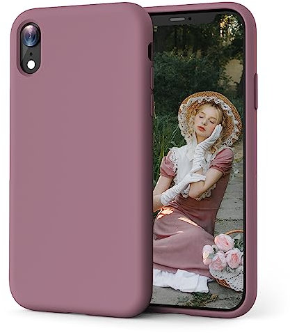 OIIAEE Silicone Case Compatible with iPhone XR Case 6.1 Inch, Soft Ultra Slim Protective Shockproof Liquid Silicone Phone Case with Anti-Scratch Microfiber Lining,Grape Purple