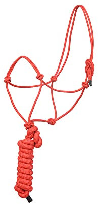 SIE Seilhalfter für Pferde mit 2,4m Führstrick 4 Knoten Pferdehalfter (rot)