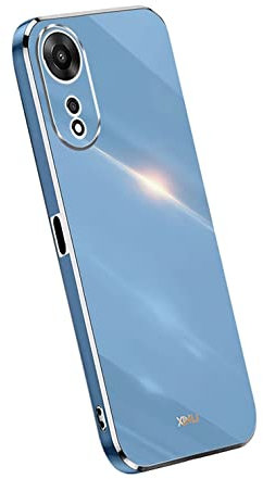 JIAFEI Custodia per Oppo A98 5G, Dorato Bordo Placcatura Design TPU Silicone Cover Protettiva. Blu