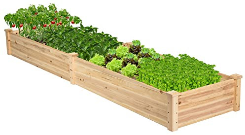 GOPLUS 240 x 60 x 25 cm, bancal Alto de Madera con Suelo Abierto, Jardinera de Madera para Plantas, Jardinera de jardín para Verduras, Flores y Hierbas