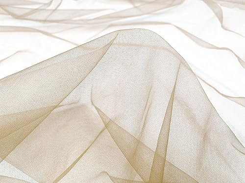 Tüll Stoff Meterware - 160 cm Breite - quer-elastischer, weicher Tüllstoff - Uni Deko Stoff (Gold)