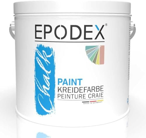 EPODEX® CHALK PAINT | Kreidefarbe | Holzfarbe Steinfarbe Shabby Lack Vintage Style| 45 Farben Transparent Farblos Farbig | Möbel, Holz, Pappe, Ton, Stoff, Metall, Glas, Kunststoff 0,66-13,2Kg