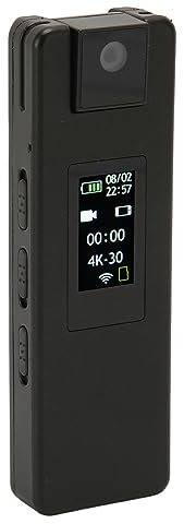 Caméra Portée sur Le Corps, Caméra Corporelle sans Fil WiFi 4K avec Fonction de Surveillance de Mouvement, Vision Nocturne, Caméra de Poche Portable pour Enregistreur des Forces