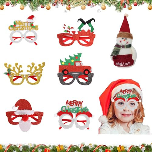 6 Stück Kreative Lustige Partybrille Weihnachtenbrillen, Weihnachtsbaum Brillenrahmen, Neuheitweihnachtsbrille, Kreative Brille Rahmen, Für Weihnachtsfeier Deko, Foto Requisiten, Partybedarf Deko