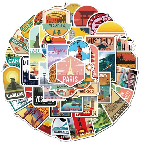 Lithyc 50 Stück Aesthetic Sticker - Reiseaufkleber - Aufkleber Set, Anwendbar Auf Aufkleber FüR Laptops, Koffer, Helme, MotorräDer, Skateboards, Autos, FahrräDer, Computer, äSthetische Aufkleber