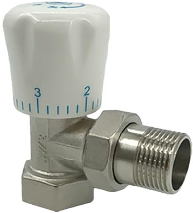 Angled White Thermostatic Radiator Valve Temperature Control Valves 15mm x 3/4 Angle Radiator