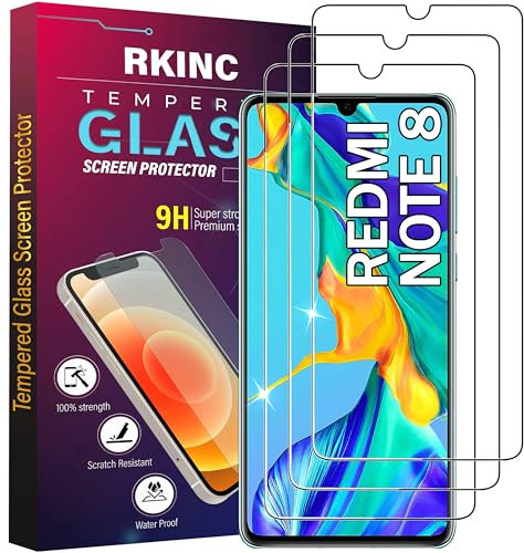 RKINC 3 Stück, Panzerglas Schutz Glas für Xiaomi Redmi Note 8, Note 8 2021, Mi 9 Lite, Panzer HD Displayschutzfolie, 0,33 mm kratzfest, splitterfrei, blasenfrei, lebenslangeGarantie