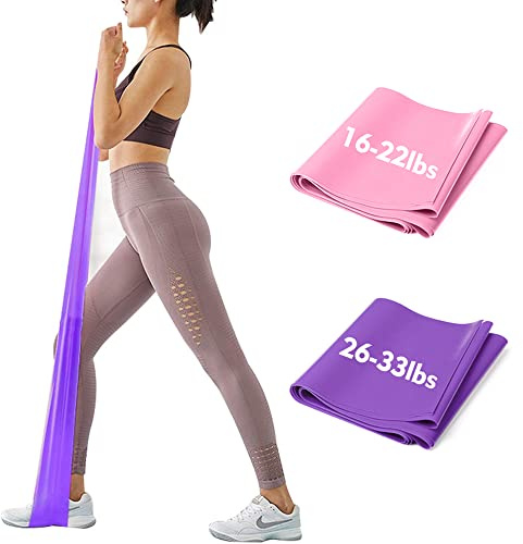 iMoebel Fitness Band 2er-Set Gymnastikband Fitnessbänder, 2 STÄRKEN 8-10kg/12-15kg Premium Extra Lang 1,8/2 Meter Übungsband widerstandsbänder für Yoga, Pilates, Crossfit, Rehabilitation
