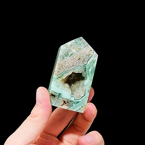 home decoration Natural Chlorite Tower Crystal Point Rare Stone Collection Verde Fountain Four Pillar Decoration Full of texture (Size : 70-100g)