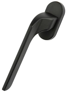 Gedotec Metall Fenstergriff Schwarz matt | Fensterolive auf Oval-Rosette | LINKS | Drehkipp-Rasterolive ohne Schließzylinder | 1 Stück | Fensterbeschlag für Fenster inkl. Befestigungsmaterial