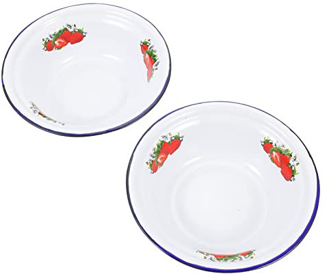 LABRIMP 2 Pz Bacino Smaltato Retrò Ciotola Di Pasta Contenitore Per Trucioli Ciotole Di Cereali Rotonde Piatto Da Spuntino Zuppiera D'epoca Vintage ▾ Antico Ferro Da Stiro