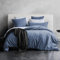 MILDLY Housse de Couette 200x200 Coton, 100% Coton Lavé, Certifié Oeko-TEX, Denim Bleu Parure Housse Couette avec Fermeture Éclair, Parure de Lit 200x200 Adulte Coton avec 2 Taie d'oreiller 65x65 cm