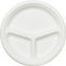 Generico 50 200 Piatti di canna da zucchero PIATTI ROTONDI A 3 SCOMPARTI 26 cm, EXTRASTRONG monouso bagassa Biodegradabile e Compostabile (200 pezzi)