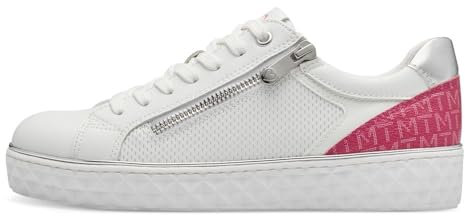 MARCO TOZZI Damen Sneaker flach mit Reißverschluss Vegan, Weiß (White/Silver), 36 EU