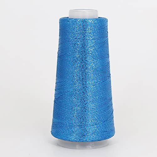Garn, Garn zum Häkeln, Nähgarn, 2000 Meter/Rolle, Gold/Silber, Stickgarn, Kordel, 100% Acryl, Partnergarn for Strickhandwerkslieferanten(Dazzling blue)