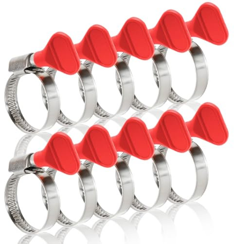 Collier Serrage Inox 25-40mm, 10 Pièces Collier de Serrage Métallique, Collier Durite, Collier de Serrage Tuyau Réglable, Collier Serrage, Colliers Tuyau, pour Home Gaz, Famille Tuyau D'eau, Câble