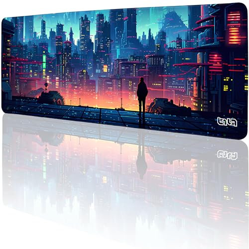 Tilt Schreibtischunterlage 80x30 cm Gaming Mauspad XXL | Rutschfester Mousepad Groß für Schreibtisch und PC Gadgets | Wasserdichter Desk Mat (Retro Cyberpunk)