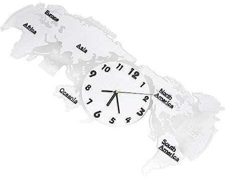 Amosfun Orologio Da Parete Silenzioso in Acrilico Da 80 Cm Con Design A Mappa Del Mondo Lampada Da Parete Silenziosa Per Casa E Ufficio