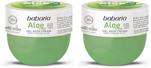 Babaria Crema Corporal en Gel Aloe Vera puro 100% 400ml (Paquete de 2)
