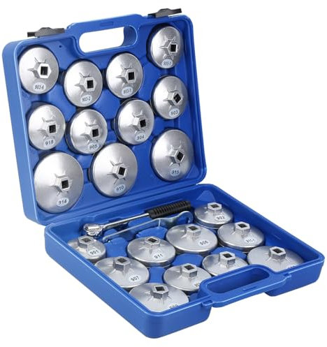 H-YEEU 23 tlg. Alu Ölfilterkappen Satz Ölfilter Werkzeug Spezialwerkzeug Kfz Öl Wechsel Universal Werkzeug Ölfilterschlüssel 65-101 mm