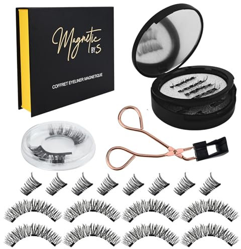 FIHODONE Magnetic Eyelashes Set,Magnetic Eyelashes with Applicator Reusable,Magnetic Lashes No Glue Needed without Eyeliner,False Eyelashes Magnetic Inclued Half Lashes Style,Easy to Wear (3 Types)
