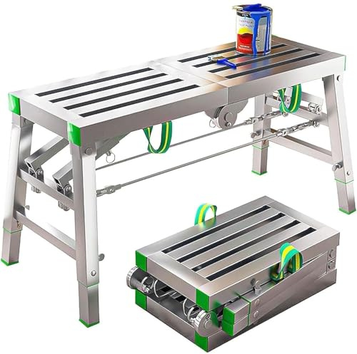 XBDLYQBD Arbeitsbühne klappbare, Arbeitsplattform, Tragkraft 400Kg – Tragbare, Gerüst Höhenverstellbar, Aluminium Tritthocker, Mehrzweckleiter