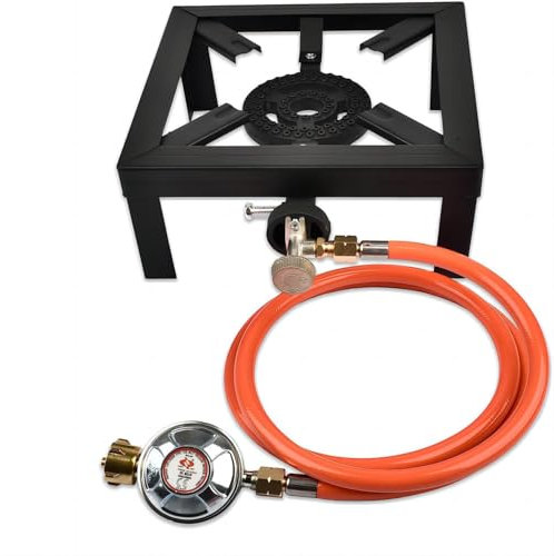 Gaskocher Hockerkocher, 6KW Tragbarer Campingkocher, inklusive 50 mBar Gasdruckregler und 150 cm Schlauch für den Einsatz im Freien und Camping