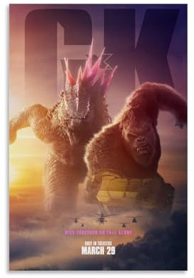FCMTIWHLN Godzilla X Kong Filmposter und Drucke auf Leinwand, Wandkunst, Poster, 30 x 45 cm, ungerahmter Stil
