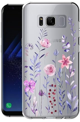 Pazpnoy Handyhülle für Samsung Galaxy S8 Plus,Transparent Blume Muster Mädchen Hülle,Dünn Weich Silikon SchutzHülle,Stoßfeste Kratzfest TPU Case Cover-3